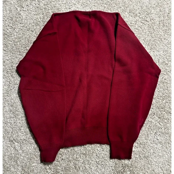 Isle of Cotton Men’s V-Neck Sweater Burgundy Red 100% Cotton Size Large USA Made - Picture 6 of 6